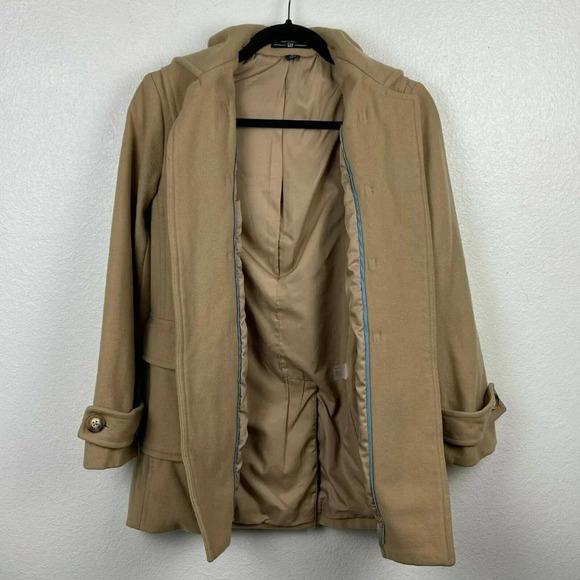 GAP Coat Women's Sz XS Duffle Toggle Collared Pocket Strap Lined Wool Brown Tan - Picture 3 of 11